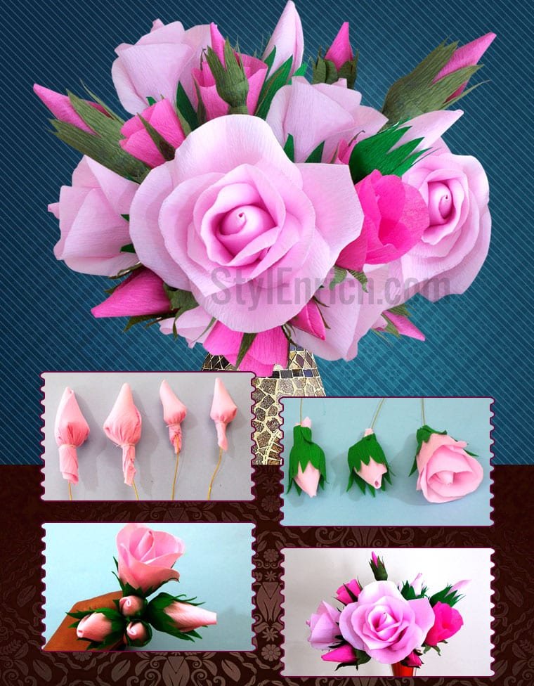 DIY Crafts How to Make Easy DIY Crepe Paper Roses? CraftEnrich