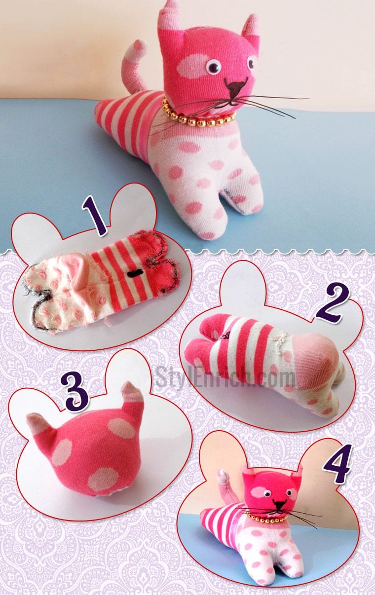 diy-stuffed-toys-how-to-make-diy-cat-craft-using-socks-for-kids