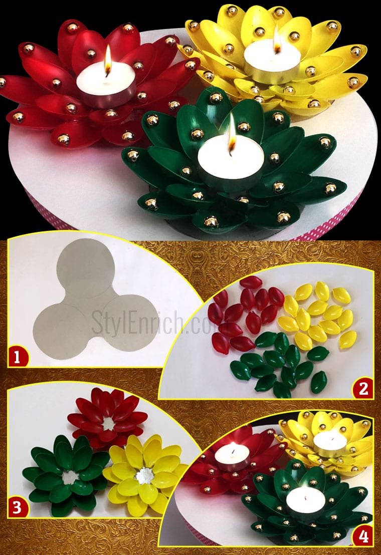 Diwali Diya Decoration From Plastic Spoons