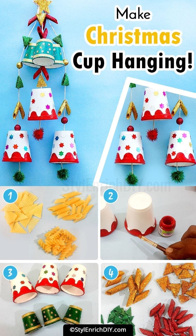 Best Out of Waste Christmas Decoration Idea using Paper Cups! CraftEnrich