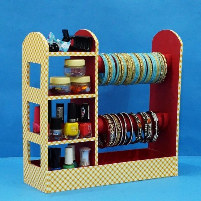 DIY Bangle Holder cum Jewellery Organizer made from Waste Cardboard